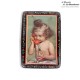 Le Grenier de la Mandoune. Ancienne boîte en tôle décor enfant au téléphone orange. French Antique