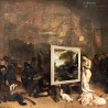 Ancien Cadre bois doré et intérieur tissu 72 x 53 cm. French Vintage