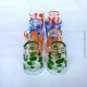8 verres à liqueur, années 70, motifs bulles, bleu, vert, orange et jaune