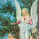 Chromolithographie L'ANGELO CUSTODE - SCHUTZENGEL vers 1900 Encadrée. Guardian Angel vintage