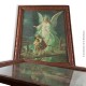 2 Chromolithographies l'Ange gardien vers 1900, sous verre et encadrée, 50 x 47 cm