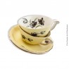 2 déjeuners tasses et soucoupes St. Amand, semi porcelaine