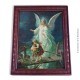 1 Chromolithographie  l'Ange gardien vers 1900, sous verre et encadrée, 50 x 47 cm