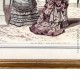 Gravure de mode (robes à crinoline), eau-forte en couleur sur acier vers 1880 par Guido Gonin,  sous verre et encadrée