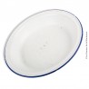 Bassine en tôle émaillée blanche à liseré bleu. French vintage