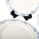 2 anciennes assiettes plates faïencerie des Rochers, marli guirlande de fleurs bleus