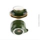 Paire de tasses à café Bistrot Yves Deshoulières APILCO, vert Empire et or. Green & Gold bistroware