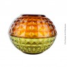 2 saladiers vintage en verre transparent à facettes orange & vert