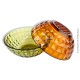 Le Grenier de la Mandoune. 2 saladiers vintage en verre transparent à facettes orange & vert