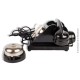 Ancien téléphone des PTT France en bakélite noir sans cadran déco avec sonnette