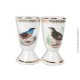 Paire de Mazagrand porcelaine de luxe F D France, décor oiseaux