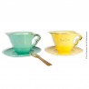 2 pots à lait "Nous deux" vintage - Faïence française de Salins 1950