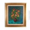 Huile sur toile nature morte au bouquet de fleurs, encadrée, signé
