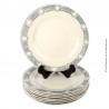 Lot de 8 assiettes anciennes, marli à décor couronnes de lauriers. French Antique
