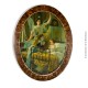 Le Grenier de la Mandoune. Chromolithographie  l'Ange gardien vers 1900, sous verre , encadrement ovale, 46 x 36 cm