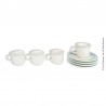 4 Tasses avec soucoupes blanches et liseré bleu. French vintage