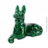 Statue Chien Berger Allemand Vert en Faïence émaillée Saint Clément. French Art Déco