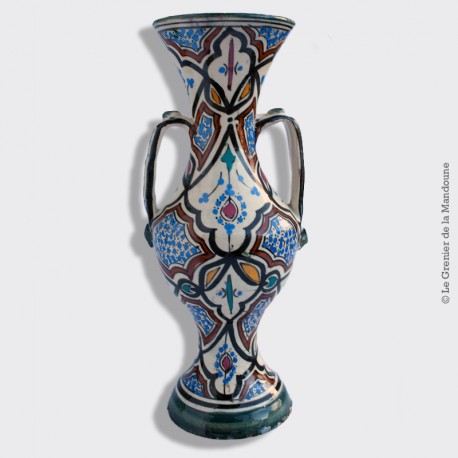 Vase à deux anses antique de SAFI poterie marocaine traditionnelle