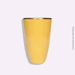 Ancien GORBON Vase en céramique jaune liseré or