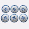 6 assiettes creuses Badonviller, motif fleurs bleues (pivoines). French Antique