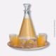 service à liqueur carafe et verres vintage jaune des années 60 avec plateau