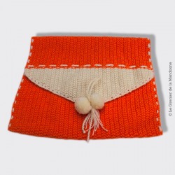 ensemble couverture, plaid & sac en laine tricoté main année 70