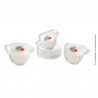 9 tasses avec soucoupes vintage ARCOPAL décor fleur d'hibiscus