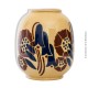 Le Grenier de la Mandoune. Vase Art déco Lunéville "Galeries Lafayette". Forme arrondie en céramique à décor floral polychrome