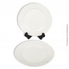 2 anciennes assiettes plates , faïence blanche France, avec tampon numéroté incrusté. Fin 19ème