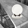 4 anciennes assiettes plates , faïence blanche France, avec tampon numéroté incrusté. Fin 19ème
