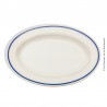 Ancien Plat ovale Boch Royal, décor filets Jaune et Bleu