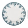 Grand Plat rond ancien, Marli décor Lambrequin fleuri bleu