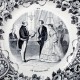 Le Grenier de la Mandoune. Assiette parlante Creil et Montereau « Le mariage civil » , Médailles d’Or, E.M & Cie (XIXè)