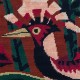 Le Grenier de la Mandoune. Grand Tableau Canevas « Oiseau de Paradis stylisé» cadre bois doré, vintage 1970