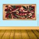 Le Grenier de la Mandoune. Grand Tableau Canevas « Oiseau de Paradis stylisé» cadre bois doré, vintage 1970