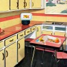 2 Corbeilles scoubidou Plastona rectangulaire vintage, Motif fruits 1970