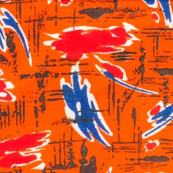 Le Grenier de la Mandoune. Tissu coton des années 1970 Imprimé Vintage orange ★ Neuf ★ French vintage ★