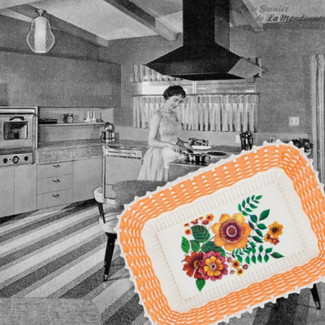 Le Grenier de la Mandoune. Authentique tissu coton des année 1950 « QUERCY » C.T.F ★ Neuf  ★ 1m30 x 1m. French vintagCorbeille s