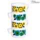 Le Grenier de la Mandoune. Lot de 4 tasses vintage Arcopal motif fleurs de lotus bleues et jaunes