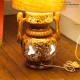 Le Grenier de la Mandoune. Lampe de sol Vintage, pied en céramique et abat jour tissu des années 1970