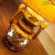 Le Grenier de la Mandoune. Lampe de sol Vintage, pied en céramique et abat jour tissu des années 1970
